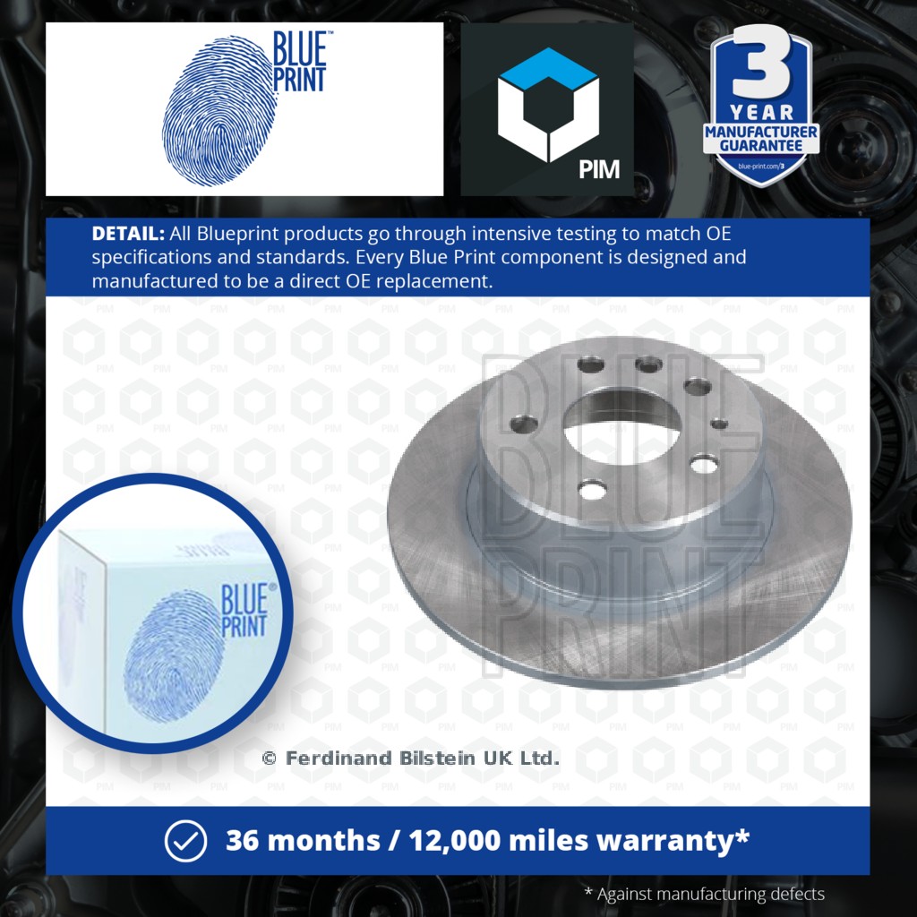 Blue Print 2x Brake Discs Pair Solid Rear ADU174318 [PM1581451]