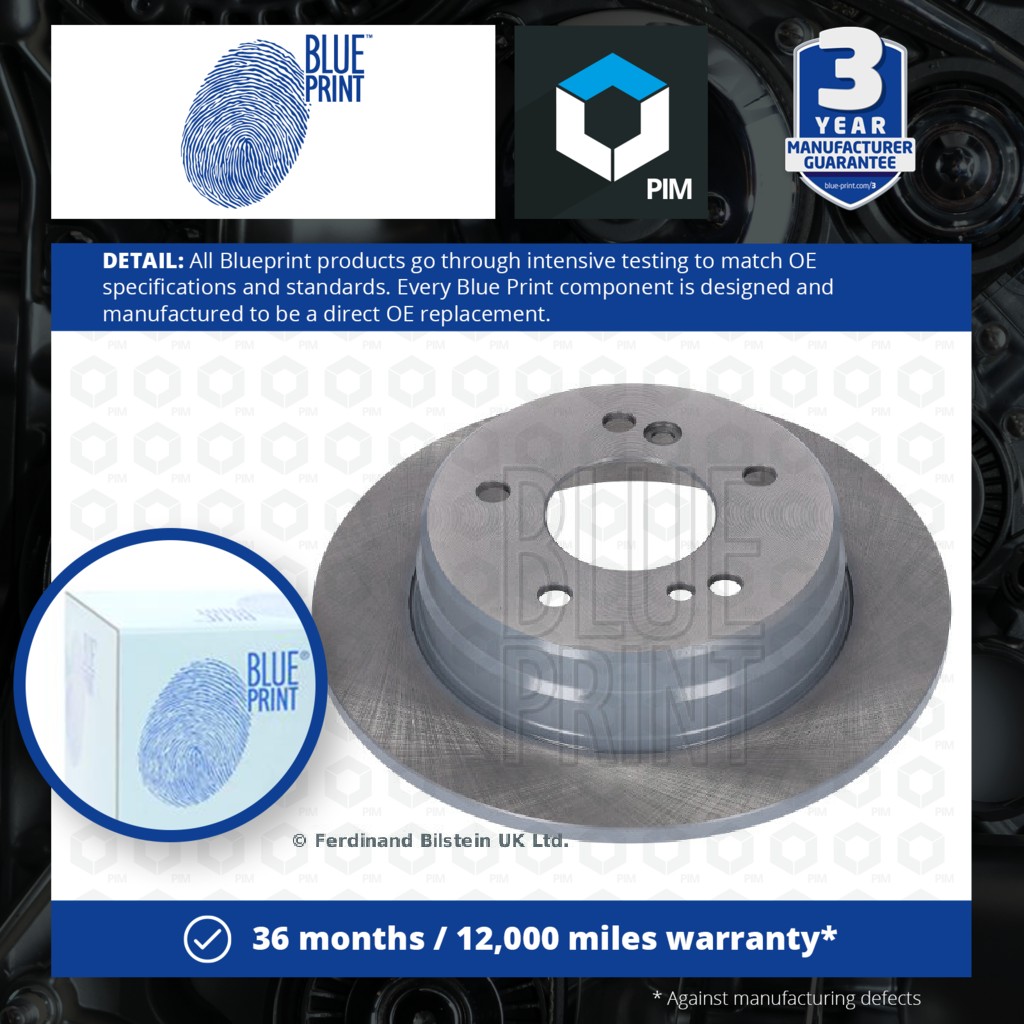 Blue Print 2x Brake Discs Pair Solid Rear ADU174317 [PM1581450]