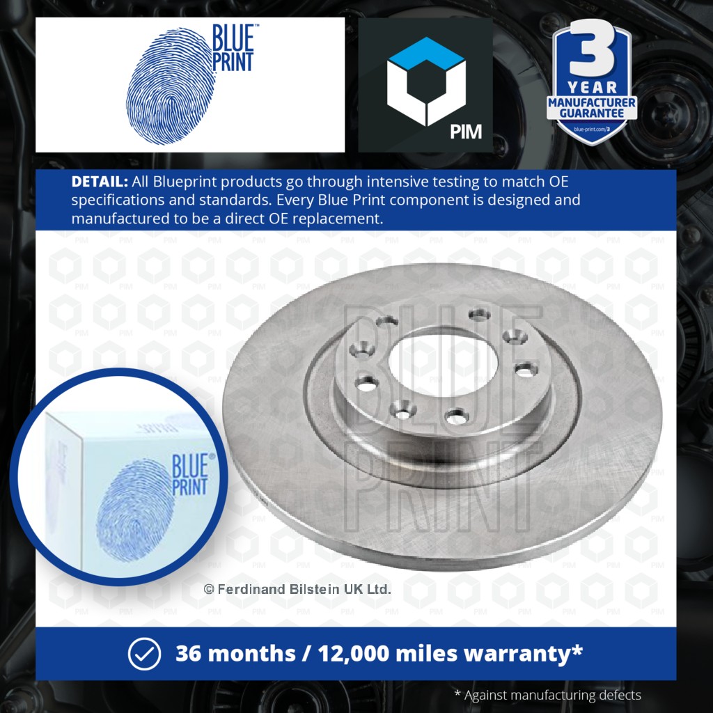 Blue Print 2x Brake Discs Pair Solid Rear ADT343318 [PM1581187]
