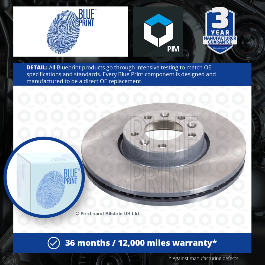 Blue Print 2x Brake Discs Pair Vented Front ADT343317 [PM1581186]