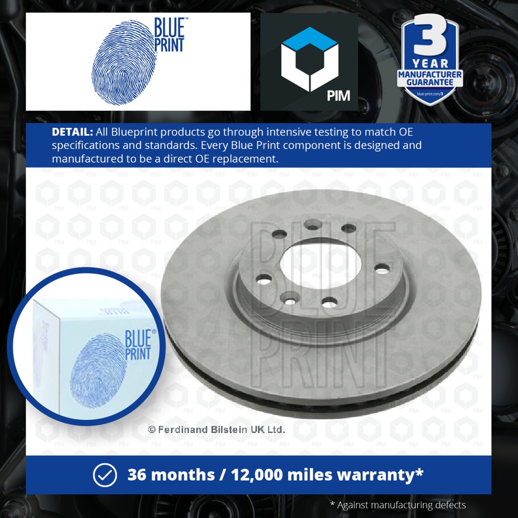 Blue Print 2x Brake Discs Pair Vented Front ADP154337 [PM1580821]
