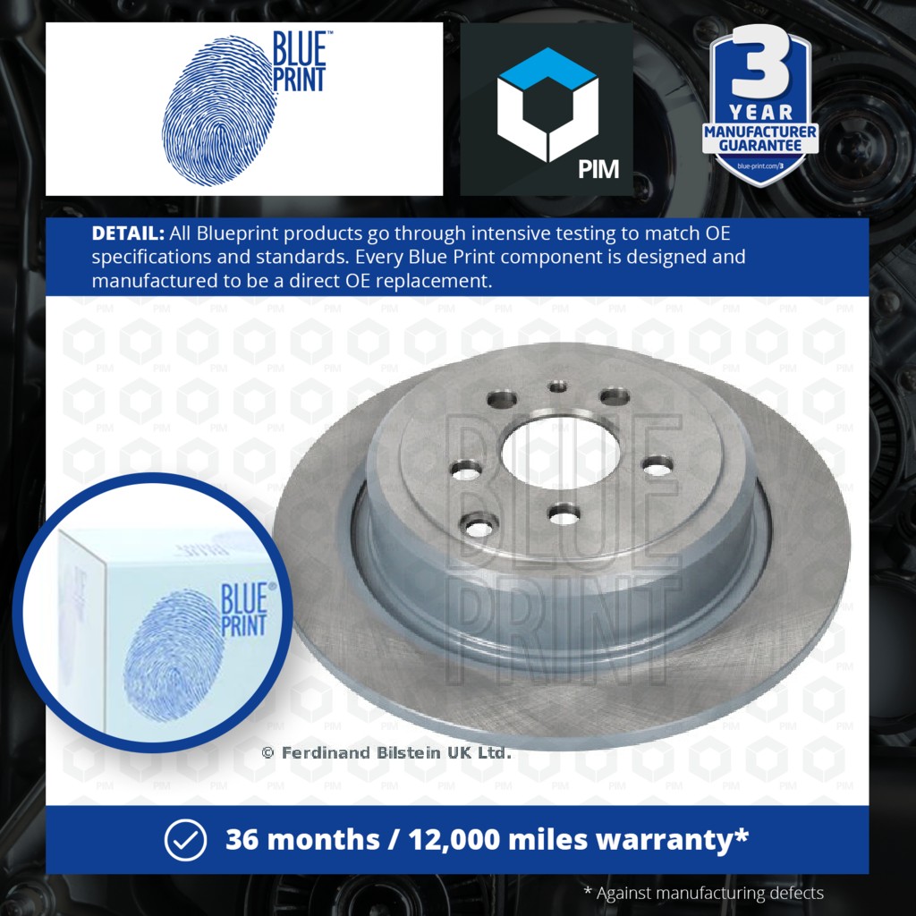 Blue Print 2x Brake Discs Pair Solid Rear ADP154323 [PM1580807]