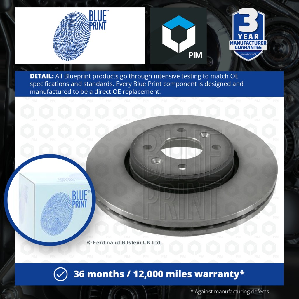 Blue Print 2x Brake Discs Pair Vented Front ADP154313 [PM1580797]