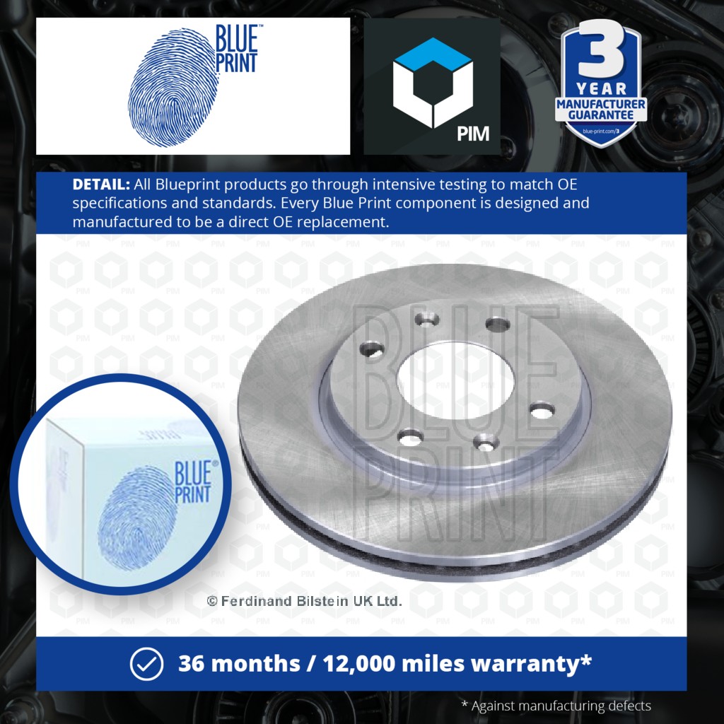 Blue Print 2x Brake Discs Pair Vented Front ADP154312 [PM1580796]