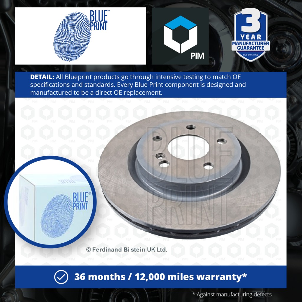 Blue Print 2x Brake Discs Pair Vented Rear ADN143186 [PM1580556]