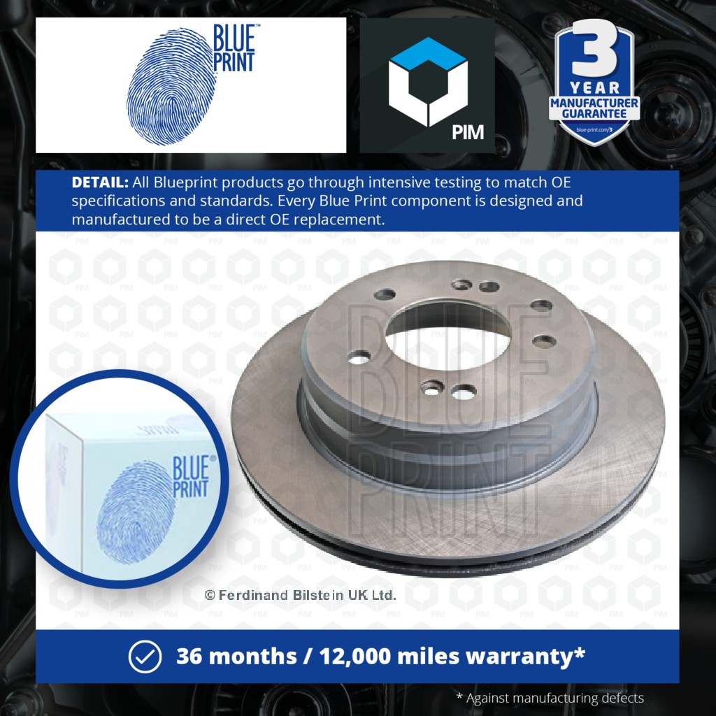 Blue Print 2x Brake Discs Pair Vented Rear ADG043217 [PM1579527]