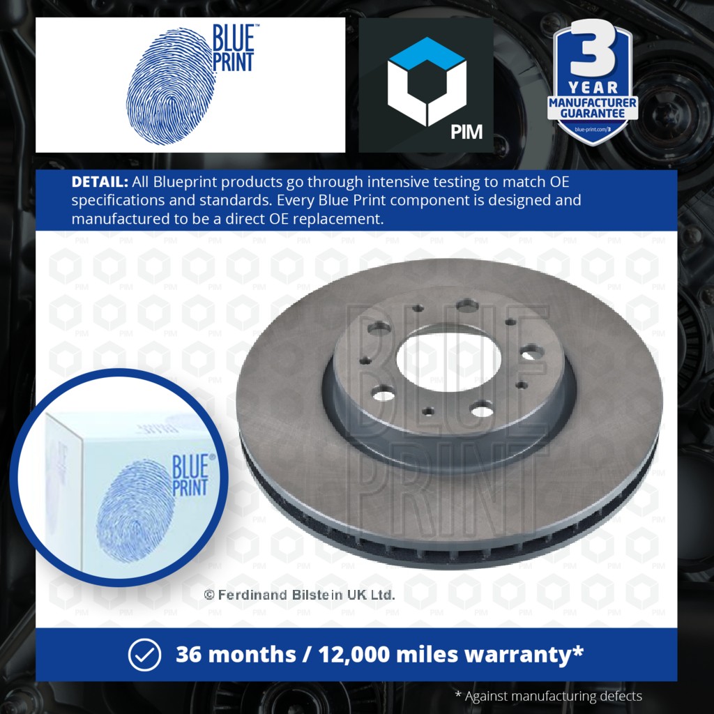 Blue Print 2x Brake Discs Pair Vented Front ADF124352 [PM1579350]