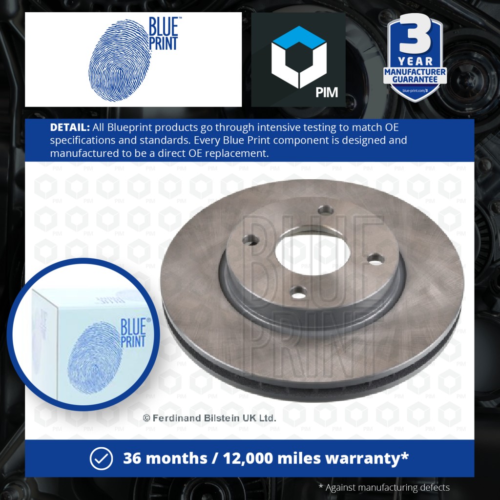 Blue Print 2x Brake Discs Pair Vented Front ADF124344 [PM1579342]