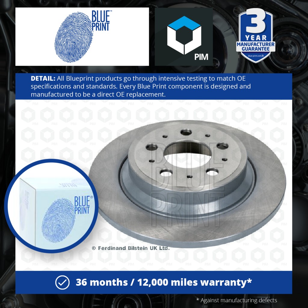 Blue Print 2x Brake Discs Pair Solid Rear ADF124333 [PM1579331]