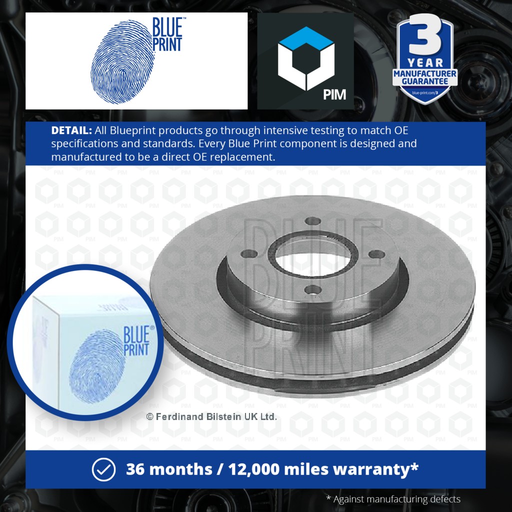 Blue Print 2x Brake Discs Pair Vented Front ADF124327 [PM1579325]