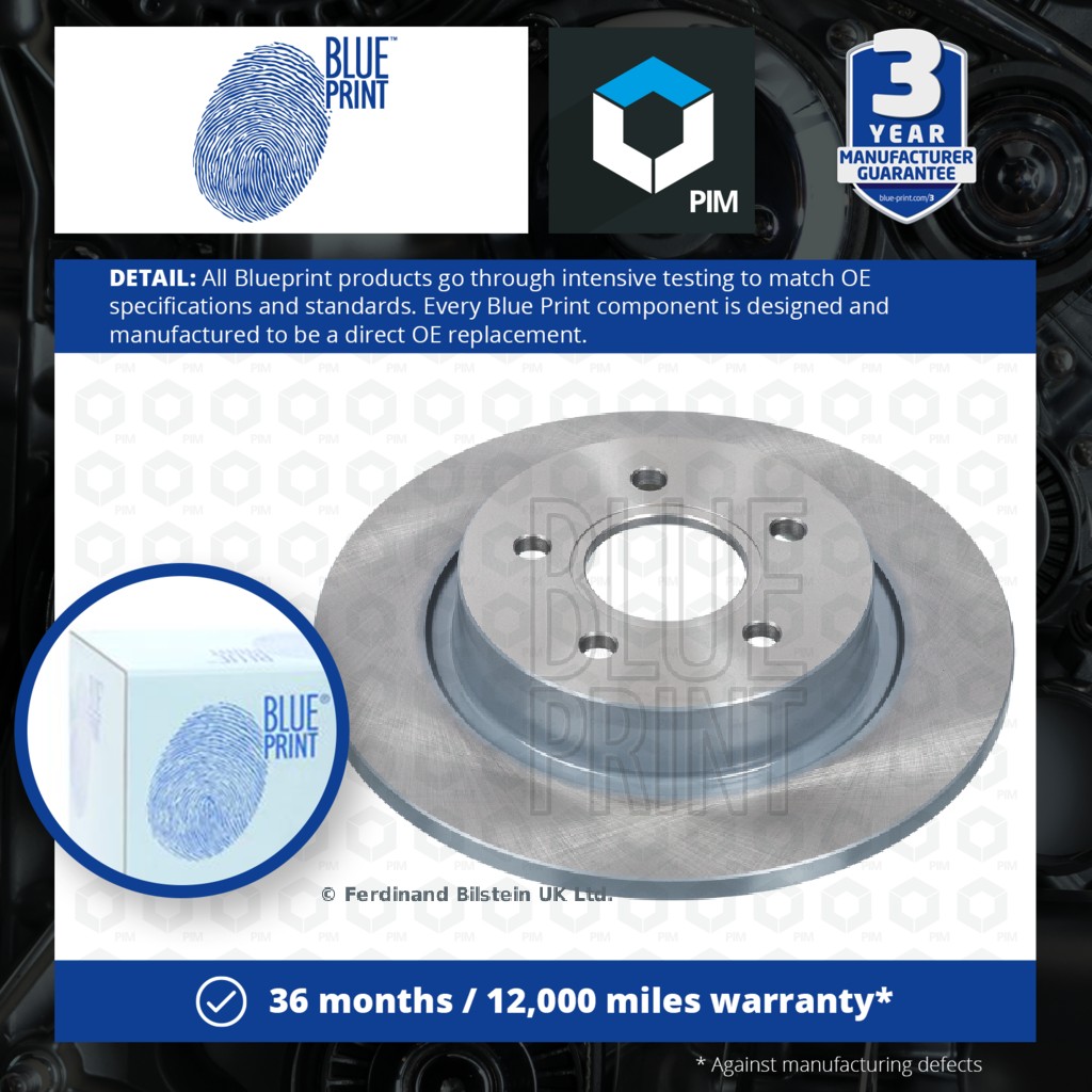 Blue Print 2x Brake Discs Pair Solid Rear ADF124316 [PM1579314]