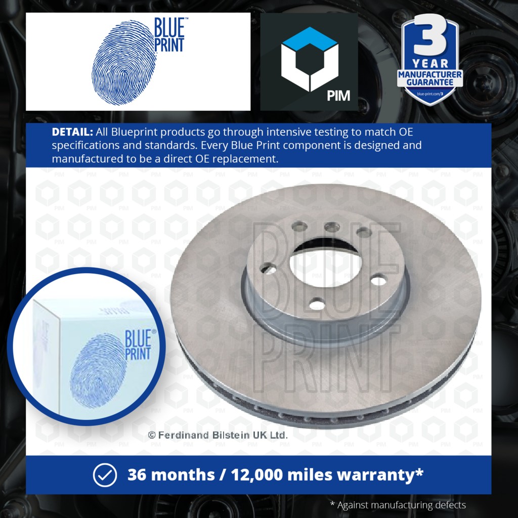 Blue Print 2x Brake Discs Pair Vented Front ADB114364 [PM1578867]