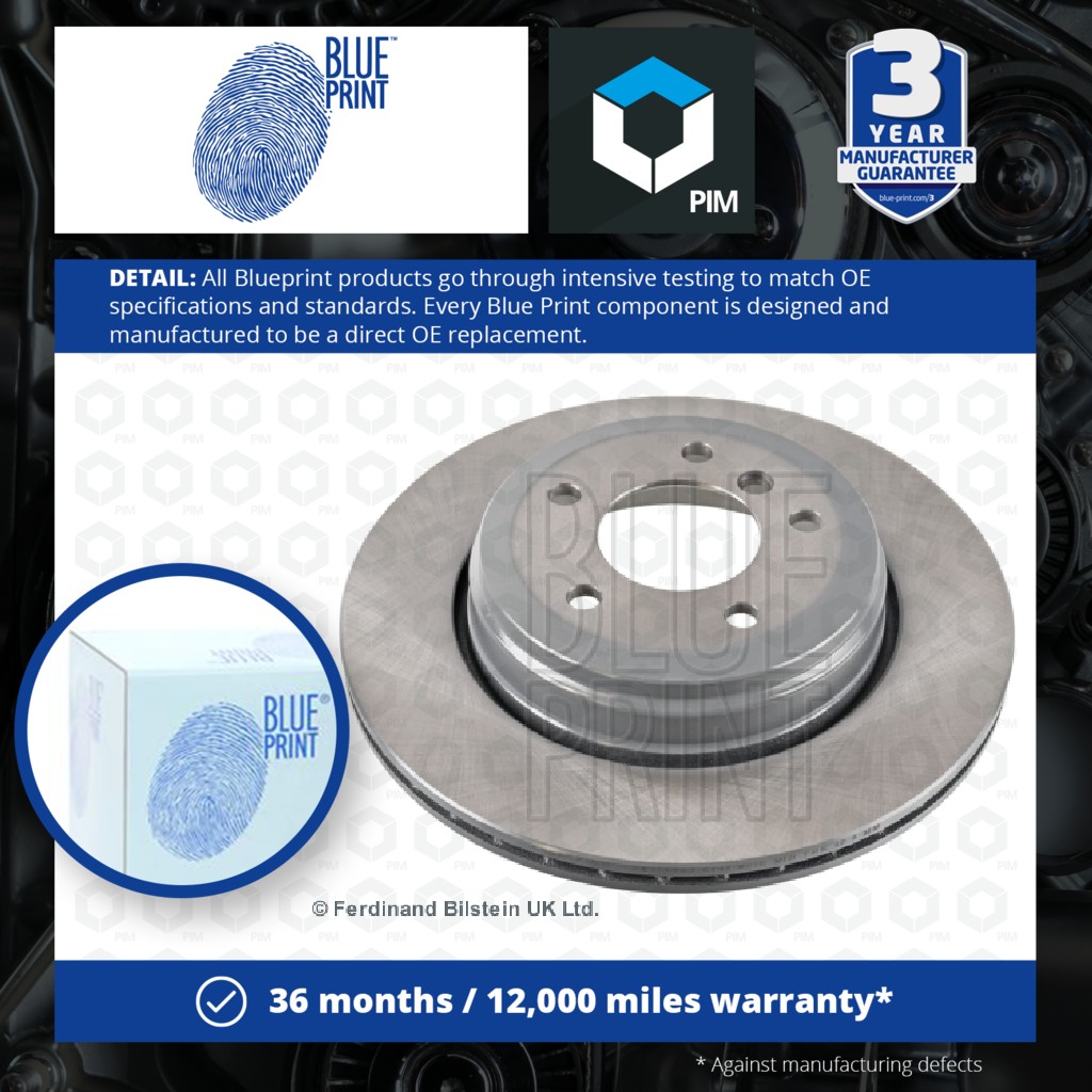 Blue Print 2x Brake Discs Pair Vented Rear ADB114363 [PM1578866]