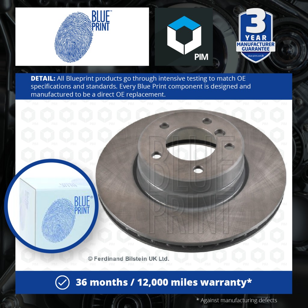Blue Print 2x Brake Discs Pair Vented Front ADB114362 [PM1578865]