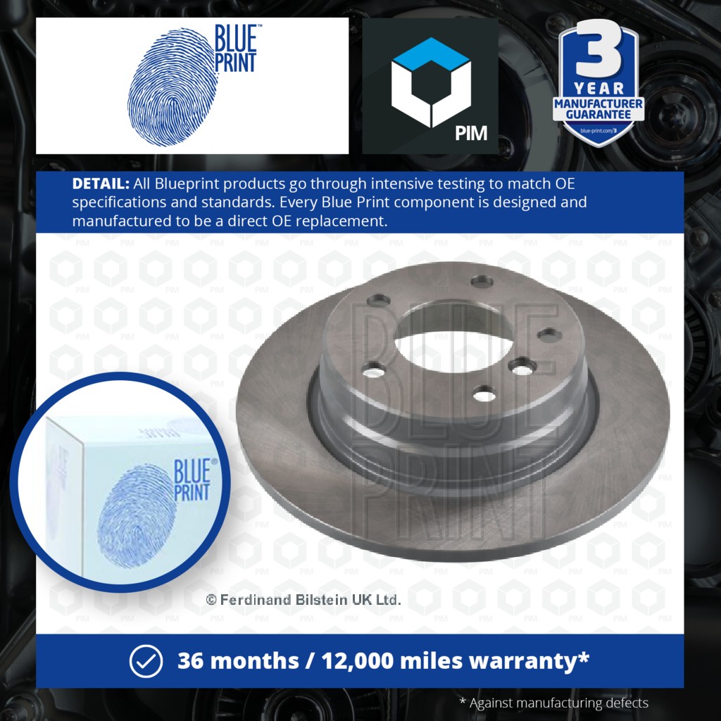 Blue Print 2x Brake Discs Pair Solid Rear ADB114360 [PM1578863]