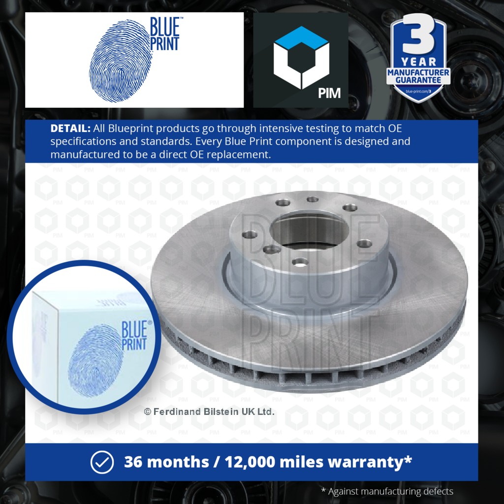 Blue Print 2x Brake Discs Pair Vented Front ADB114355 [PM1578858]