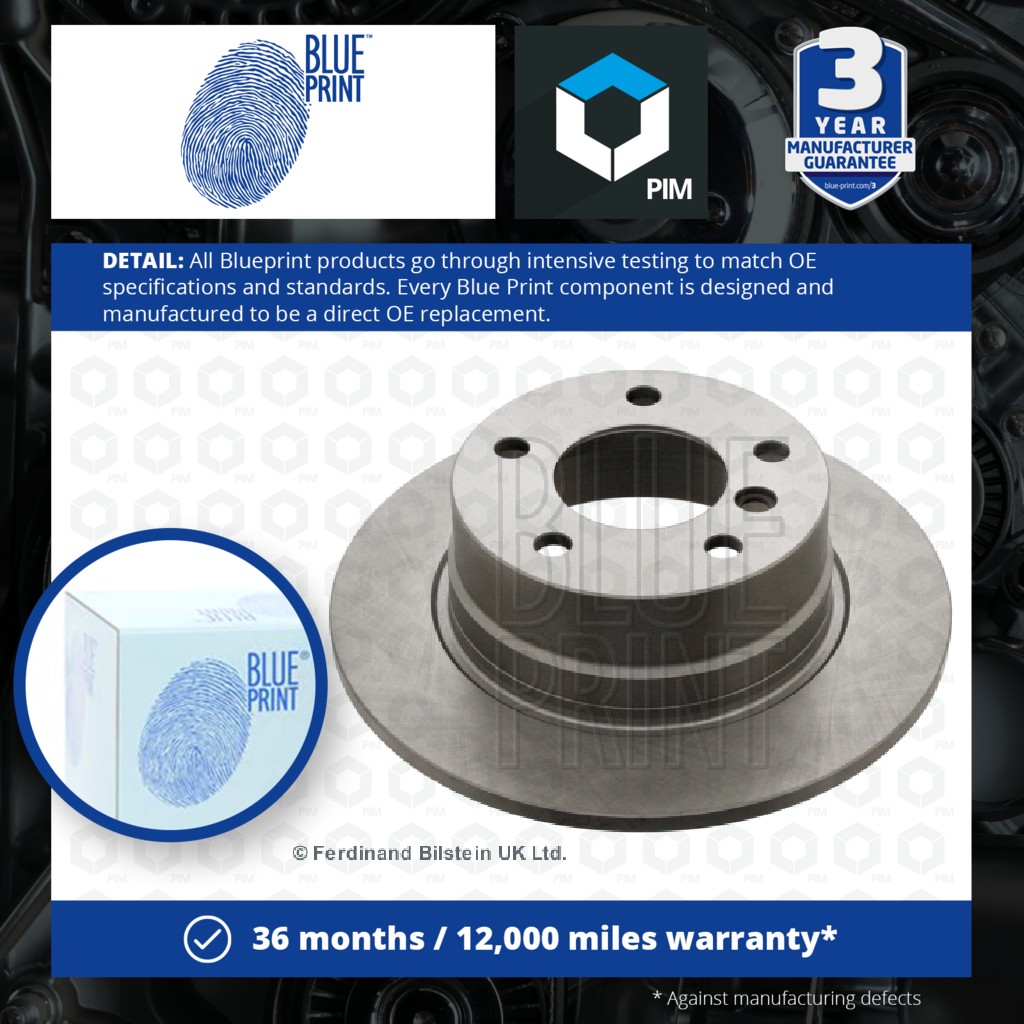 Blue Print 2x Brake Discs Pair Solid Rear ADB114354 [PM1578857]