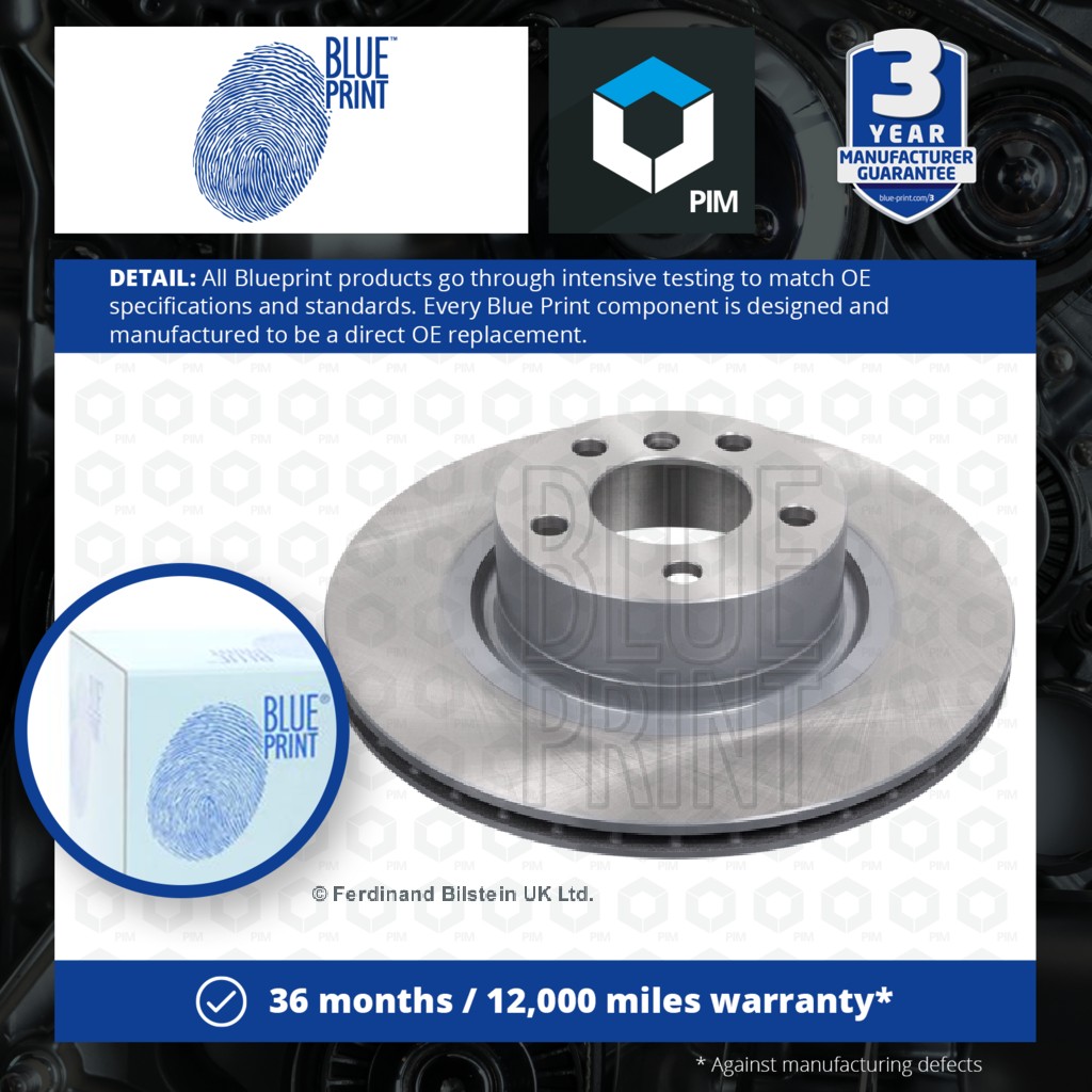 Blue Print 2x Brake Discs Pair Vented Rear ADB114347 [PM1578850]