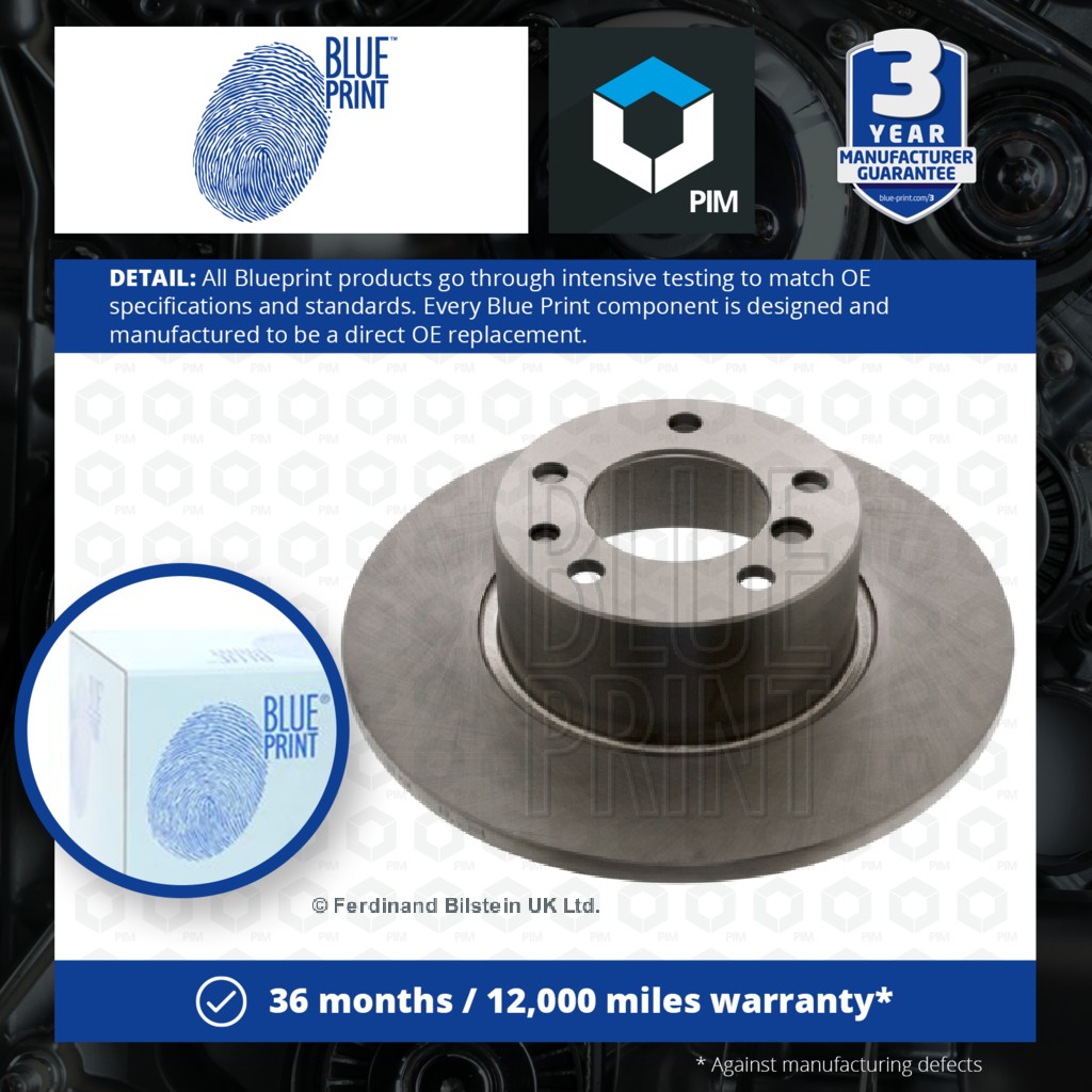 Blue Print 2x Brake Discs Pair Solid Front ADB114340 [PM1578843]