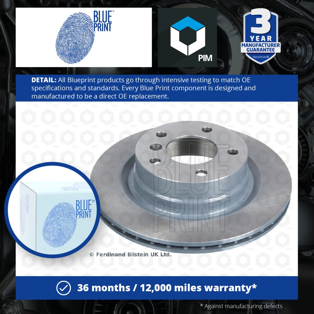 Blue Print 2x Brake Discs Pair Vented Rear ADB114337 [PM1578840]