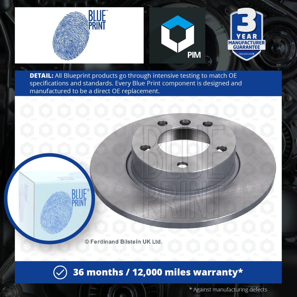 Blue Print 2x Brake Discs Pair Solid Front ADB114333 [PM1578836]