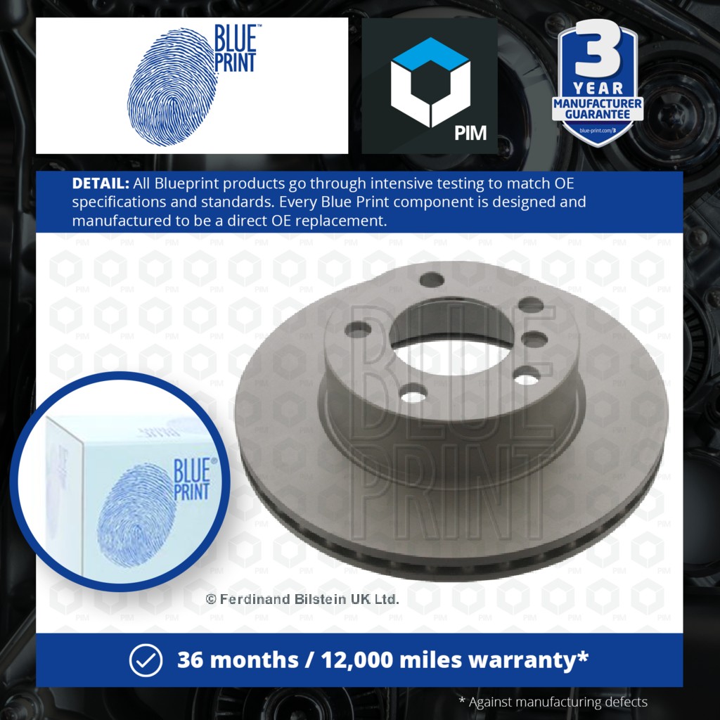 Blue Print 2x Brake Discs Pair Vented Front ADB114326 [PM1578829]