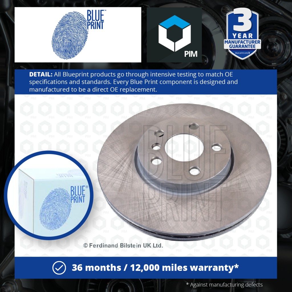 Blue Print 2x Brake Discs Pair Vented Front ADB114322 [PM1578826]