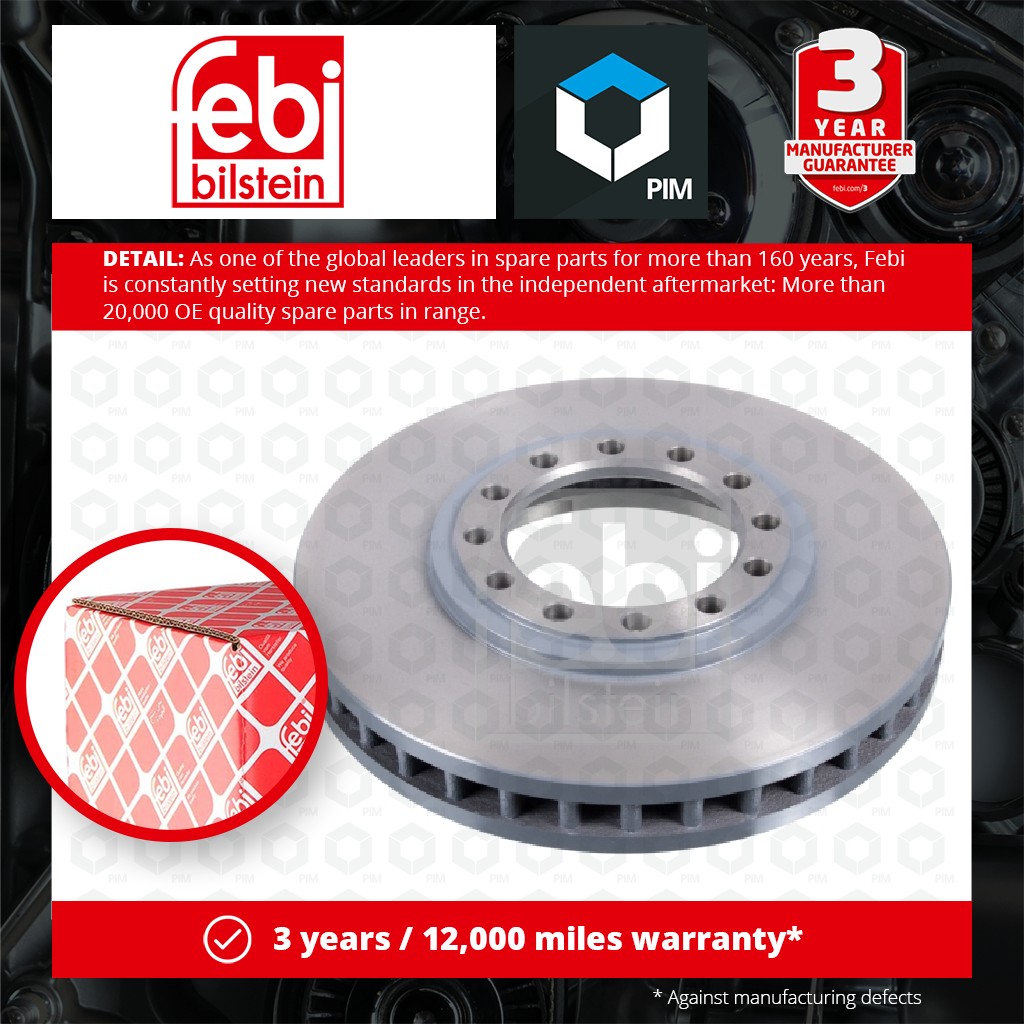 Febi 2x CV Brake Discs Pair Vented Front 47468 [PM1506448]