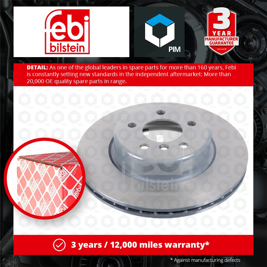 Febi 2x Brake Discs Pair Vented Front 104803 [PM1503808]