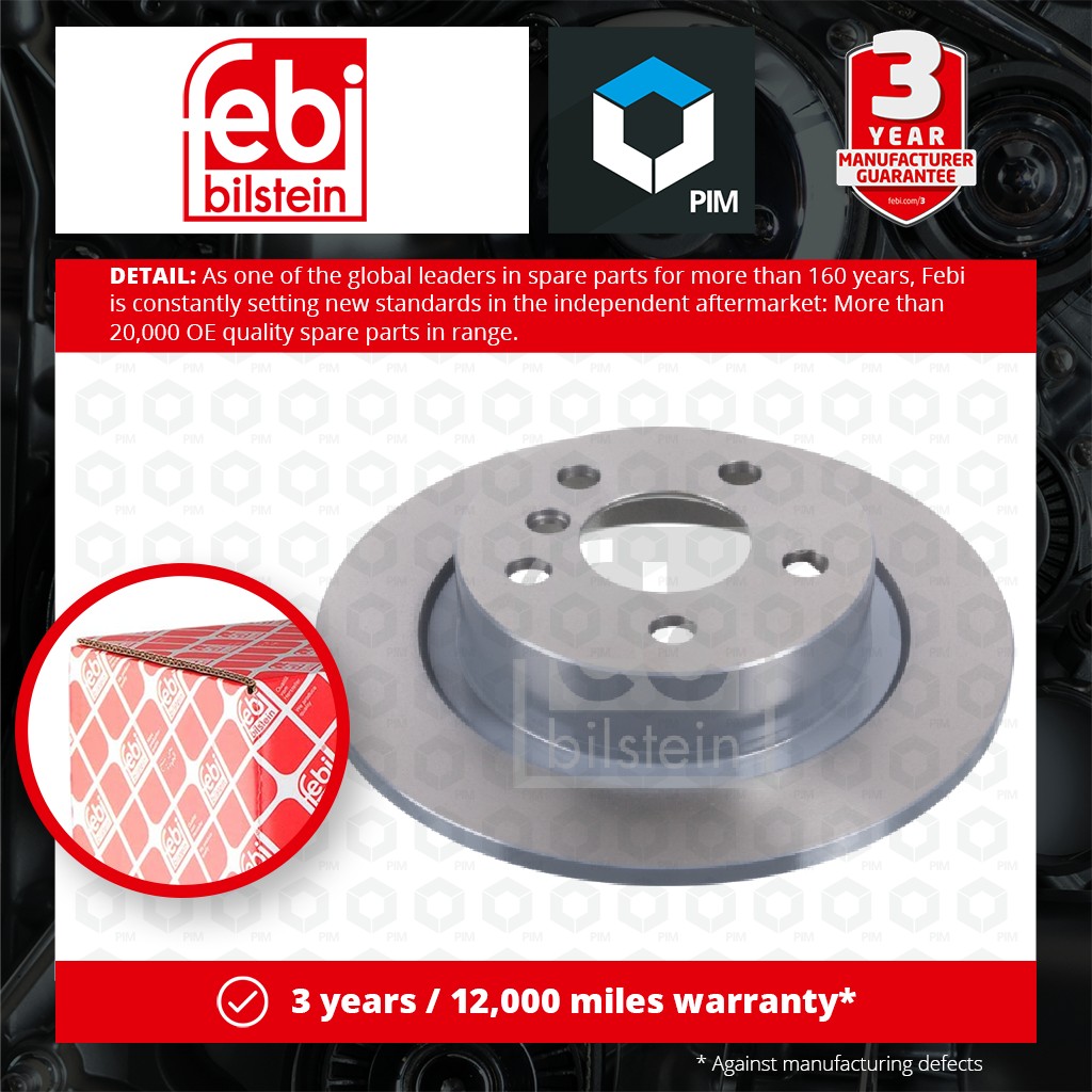 Febi 2x Brake Discs Pair Solid Rear 104105 [PM1503305]