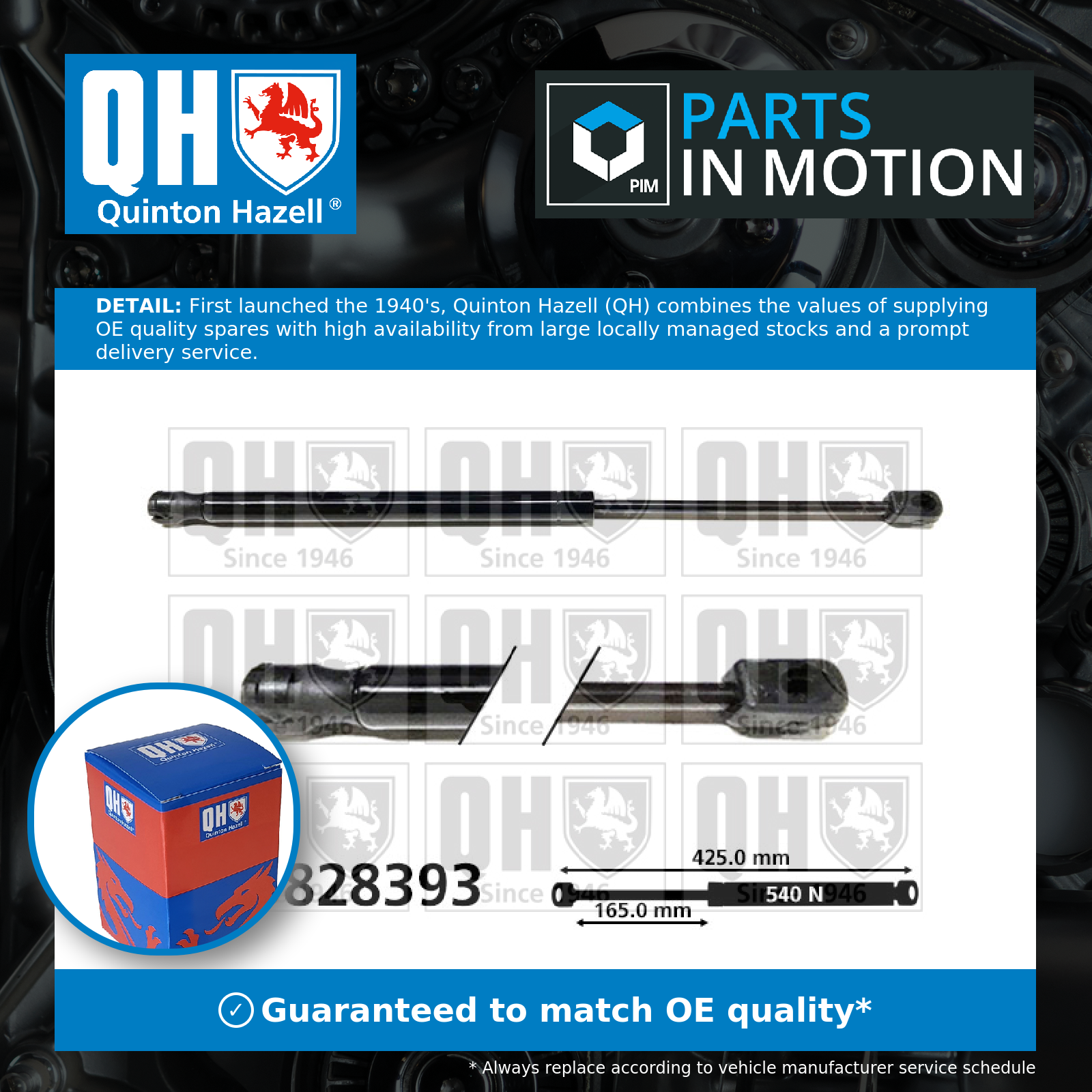 Quinton Hazell Boot Gas Strut QTS828393 [PM1492856]