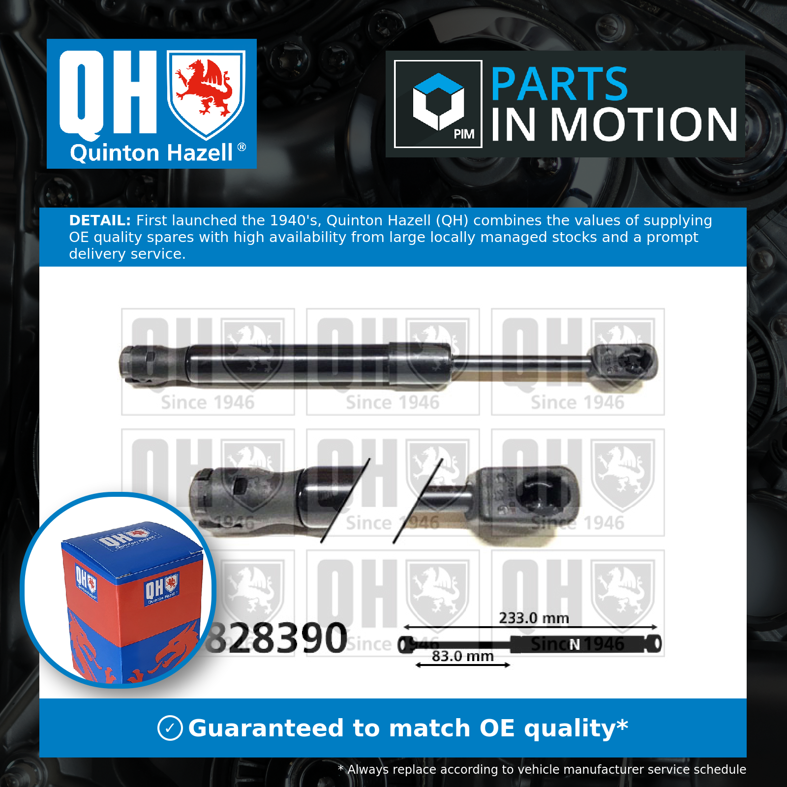 Quinton Hazell Boot Gas Strut QTS828390 [PM1492853]