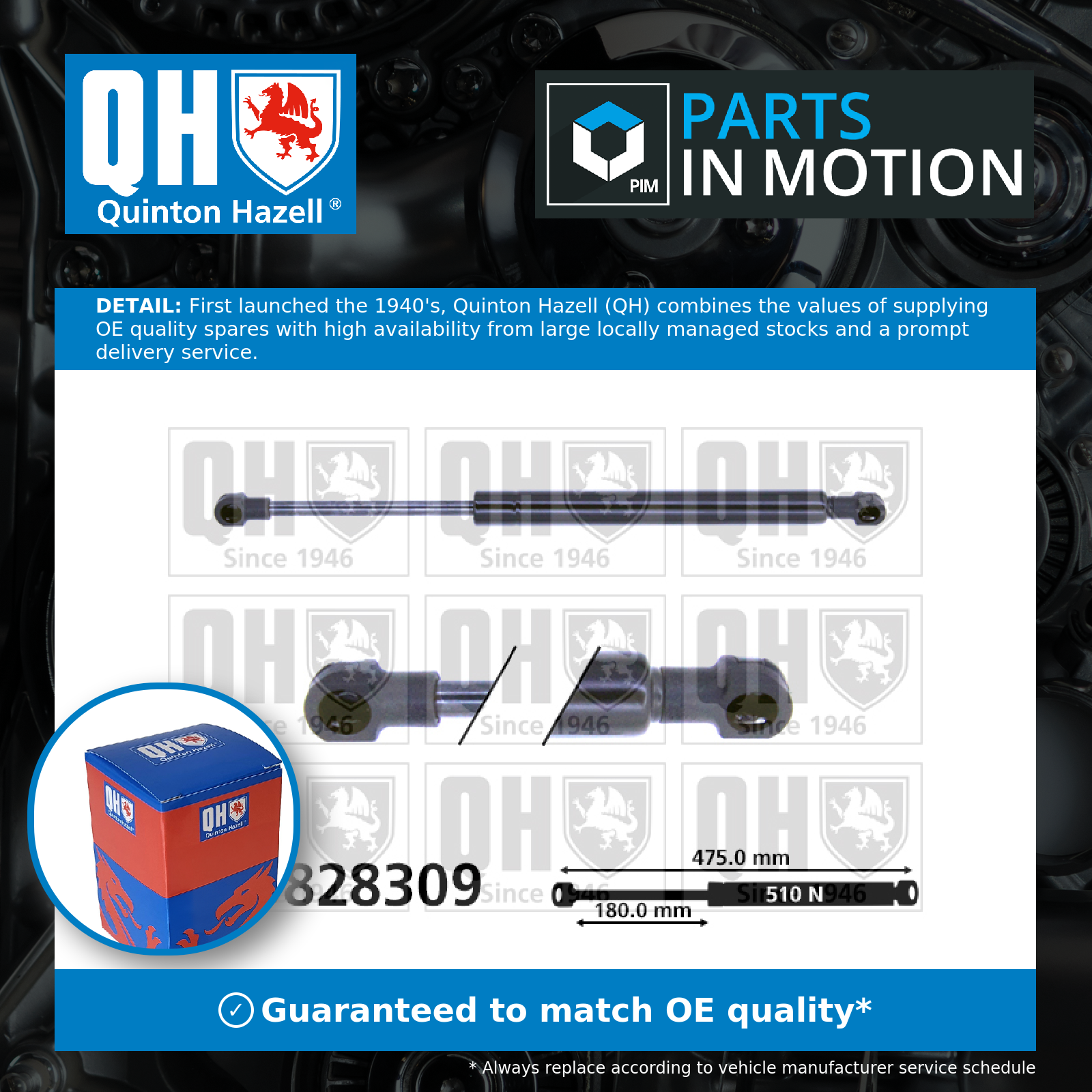Quinton Hazell Boot Gas Strut QTS828309 [PM1492772]