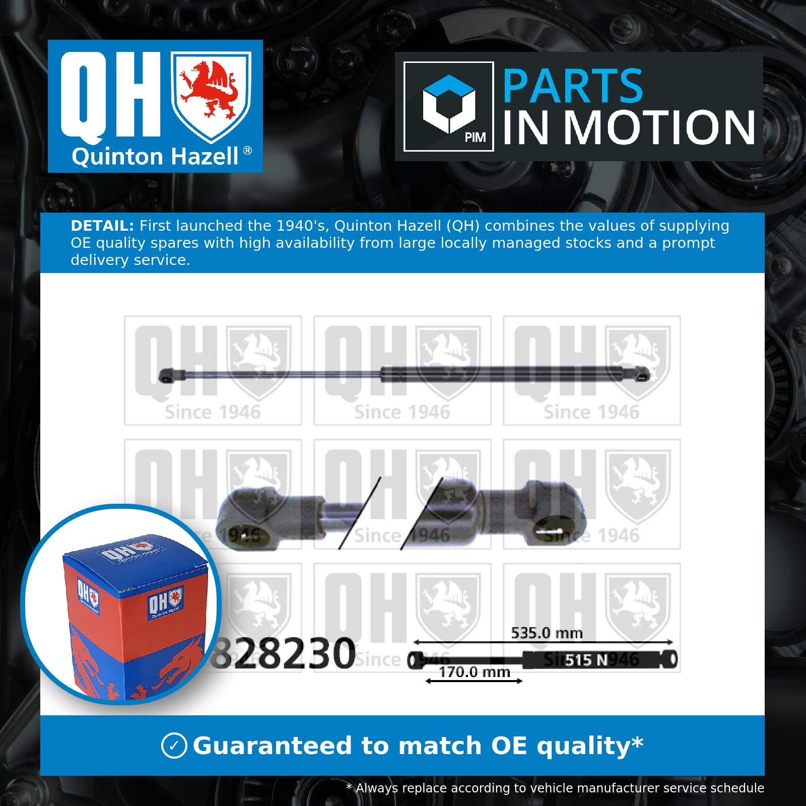 Quinton Hazell Boot Gas Strut QTS828230 [PM1492700]