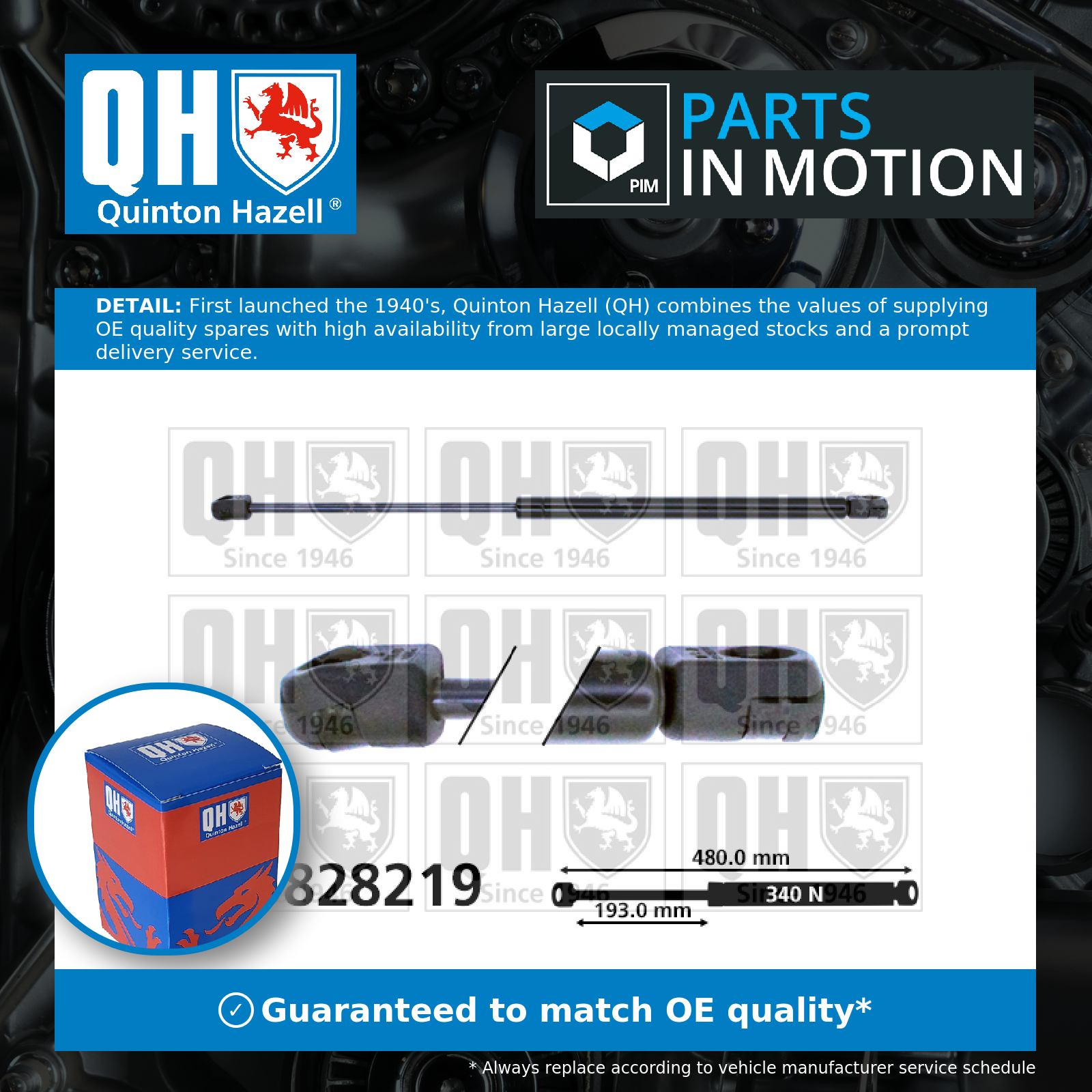 Quinton Hazell Boot Gas Strut QTS828219 [PM1492691]