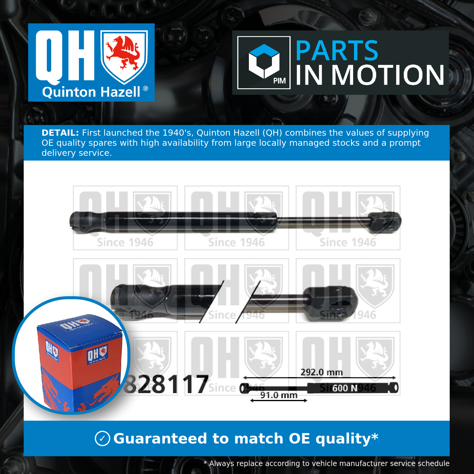 Quinton Hazell Boot Gas Strut QTS828117 [PM1492615]
