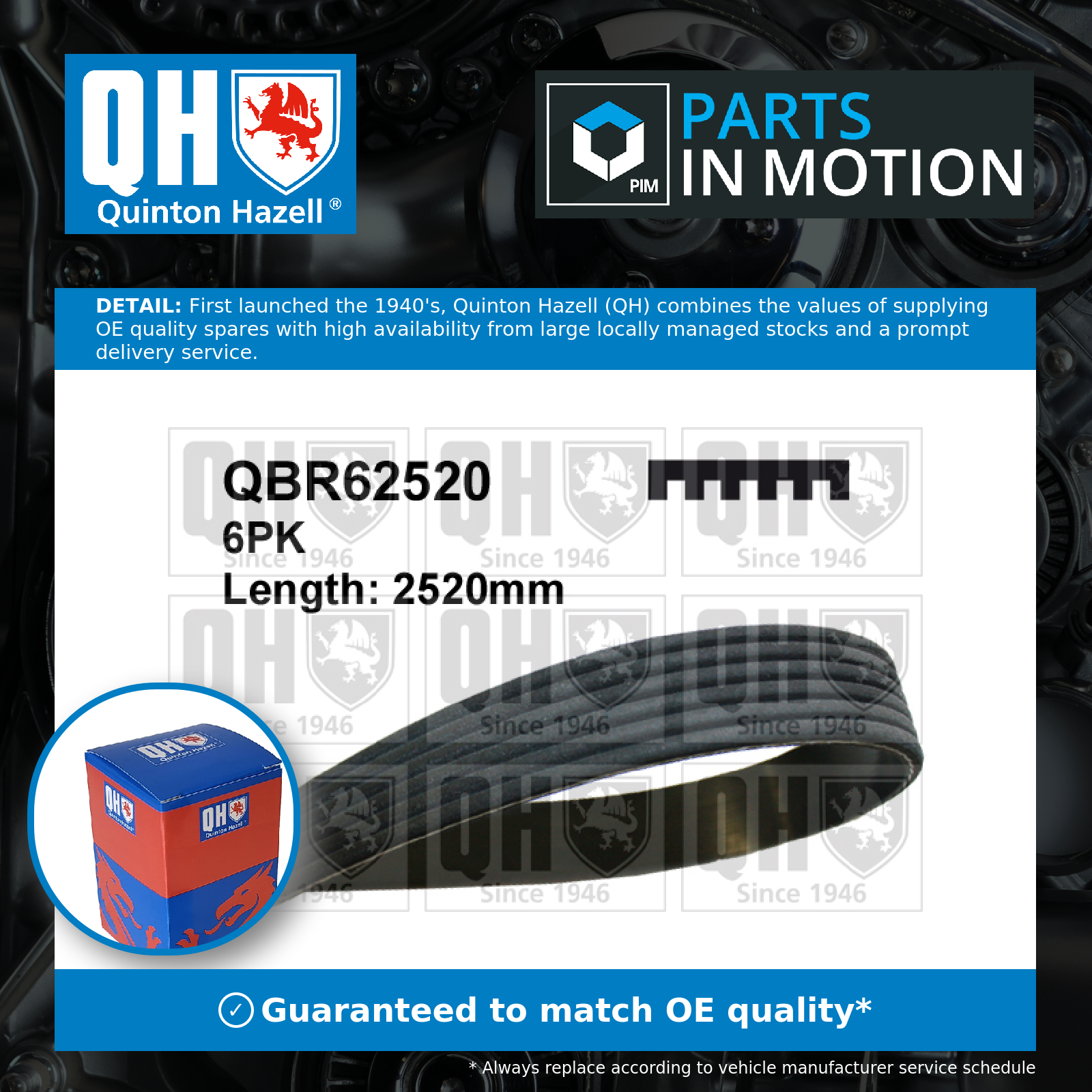 Quinton Hazell 6 Rib Multi V Drive Belt QBR62520 [PM1479005]
