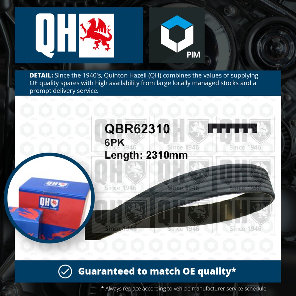 Quinton Hazell 6 Rib Multi V Drive Belt QBR62310 [PM1479001]