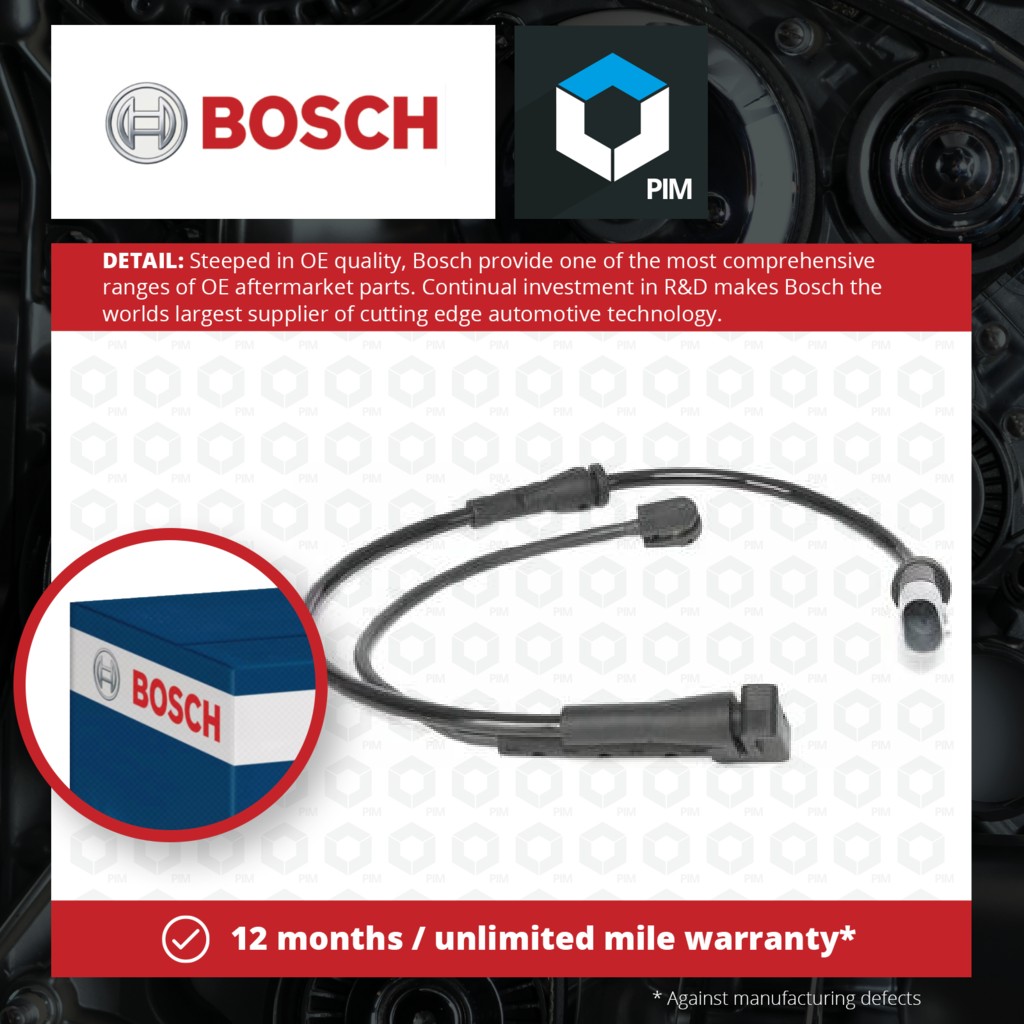 Bosch Brake Pad Wear Indicator Sensor Front 1987473543 [PM1335771]