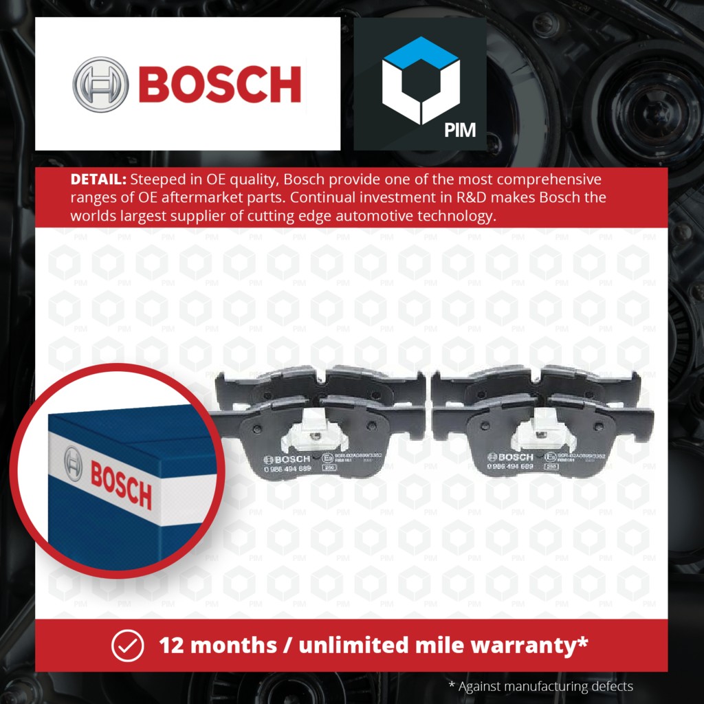 Bosch Brake Pads Set Front 0986494689 [PM1286180]