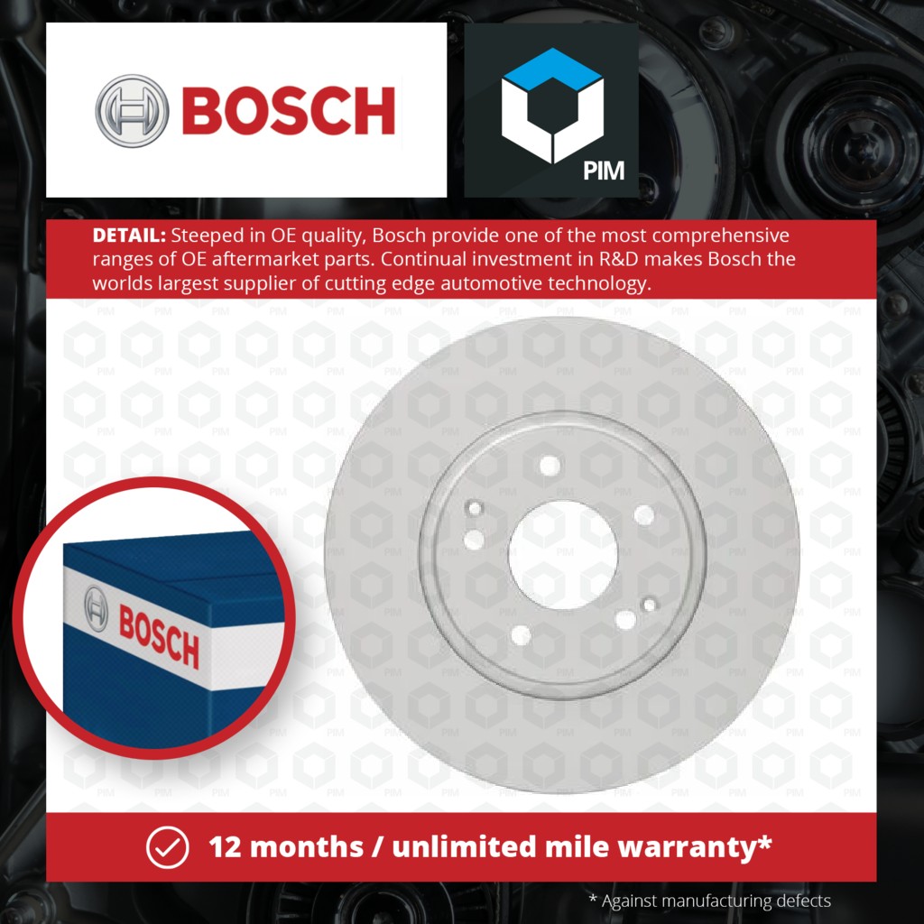 Bosch 2x Brake Discs Pair Vented Front 0986479E36 [PM1285124]