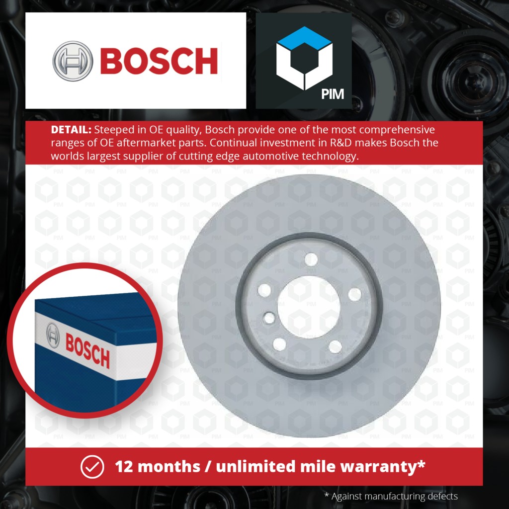 Bosch 2x Brake Discs Pair Vented Front 0986479E11 [PM1285102]