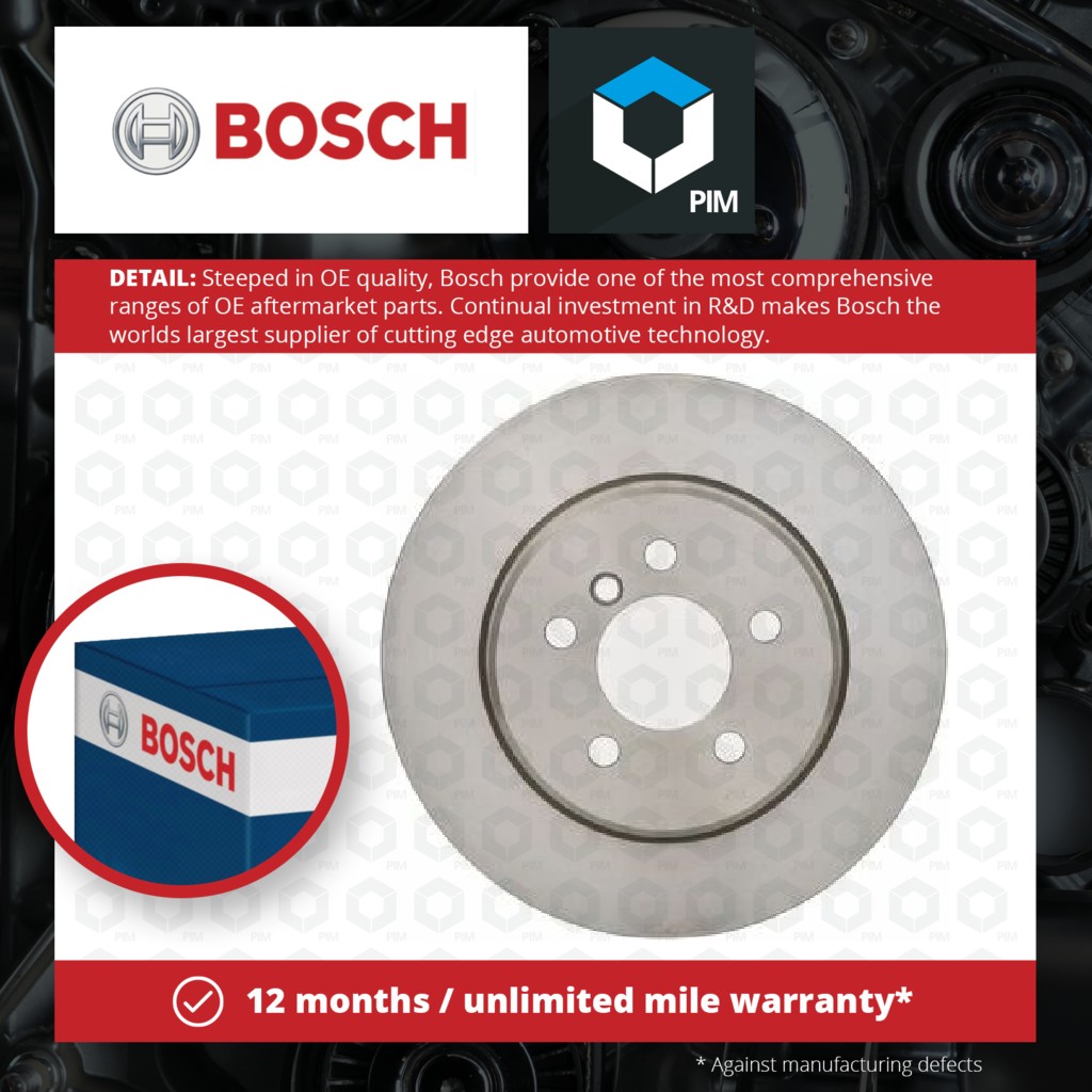 Bosch 2x Brake Discs Pair Vented Rear 0986479D58 [PM1285061]