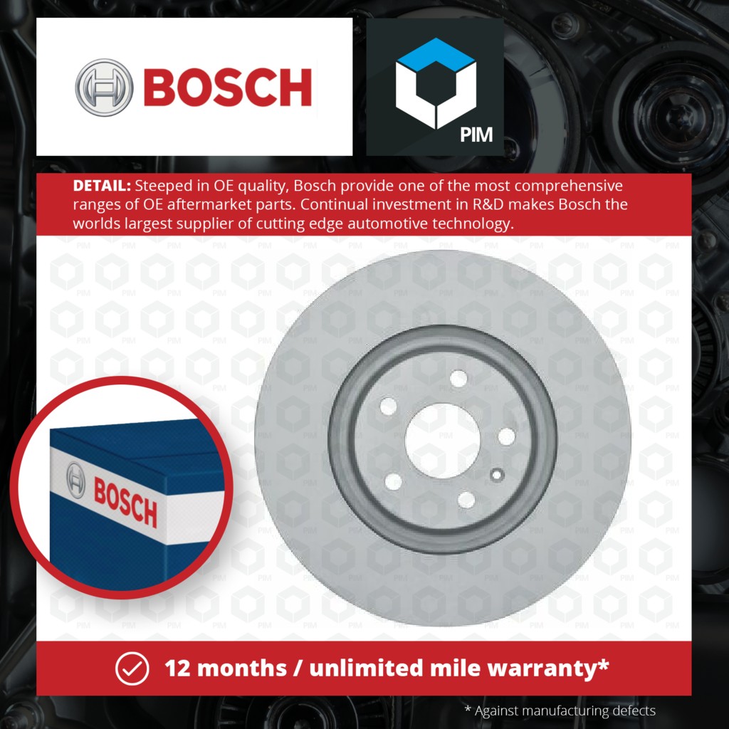Bosch 2x Brake Discs Pair Vented Front 0986479C90 [PM1285050]
