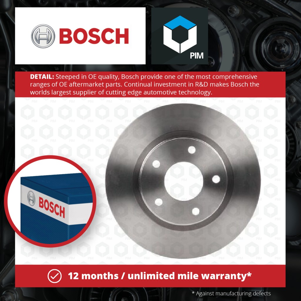 Bosch 2x Brake Discs Pair Vented Front 0986479A28 [PM1285039]