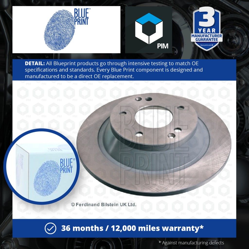 Blue Print 2x Brake Discs Pair Solid Rear ADG043219 [PM1202276]