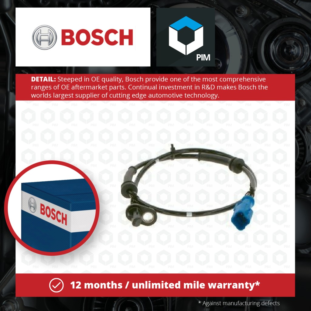 Bosch ABS Sensor Rear 0265009501 [PM1201991]