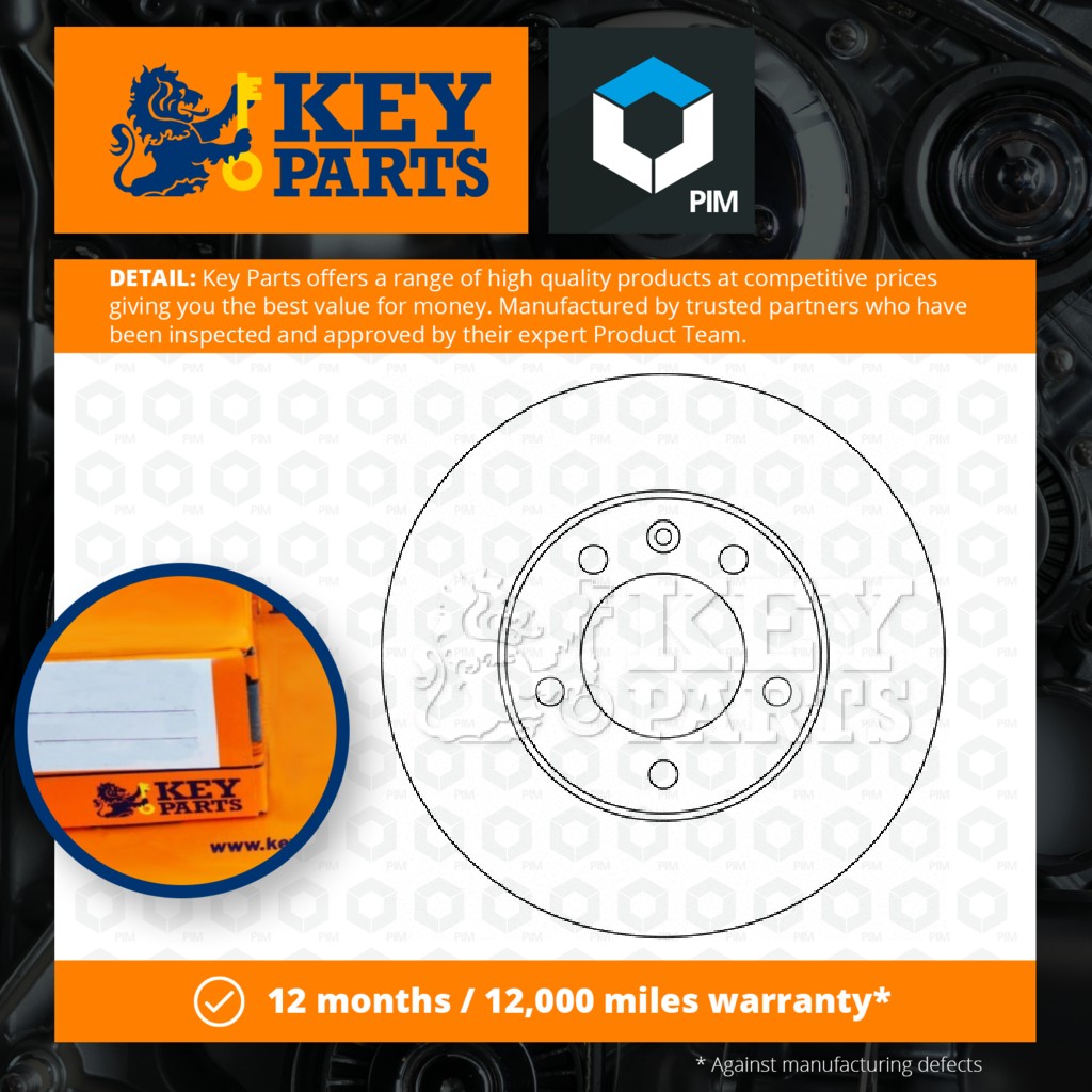 Key Parts 2x Brake Discs Pair Vented Front KBD5722S [PM1189663]