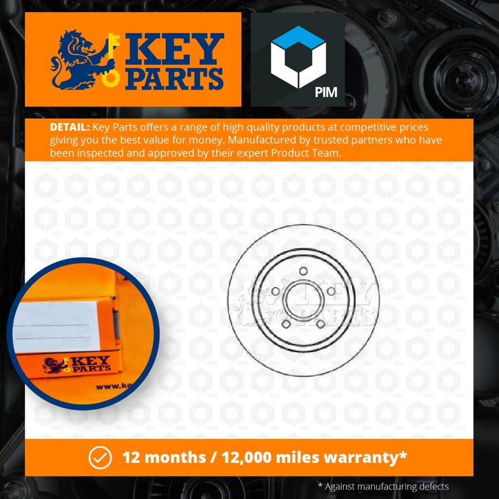 Key Parts 2x Brake Discs Pair Solid Rear KBD4453 [PM1189567]