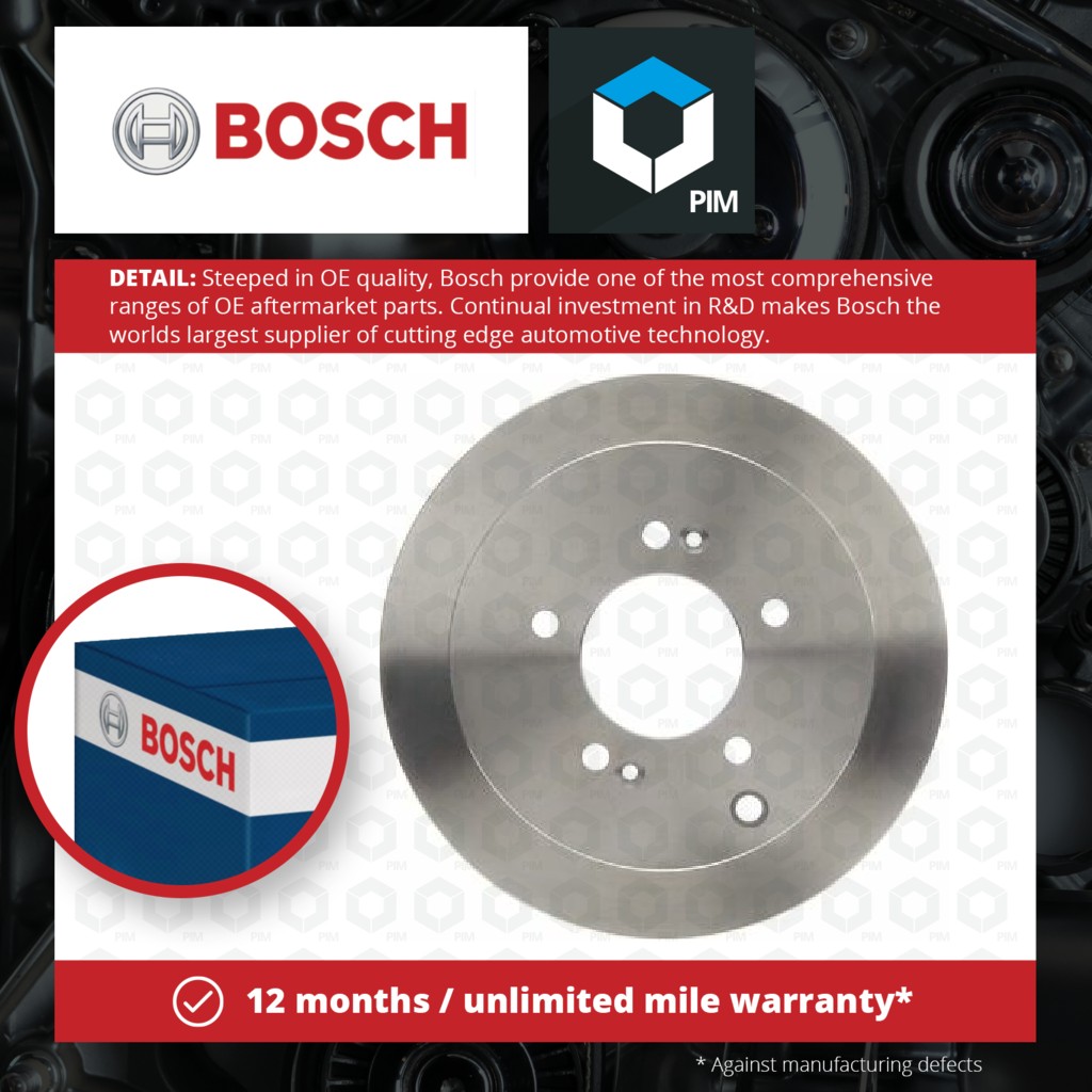 Bosch 2x Brake Discs Pair Solid Rear 0986479U37 [PM1115534]